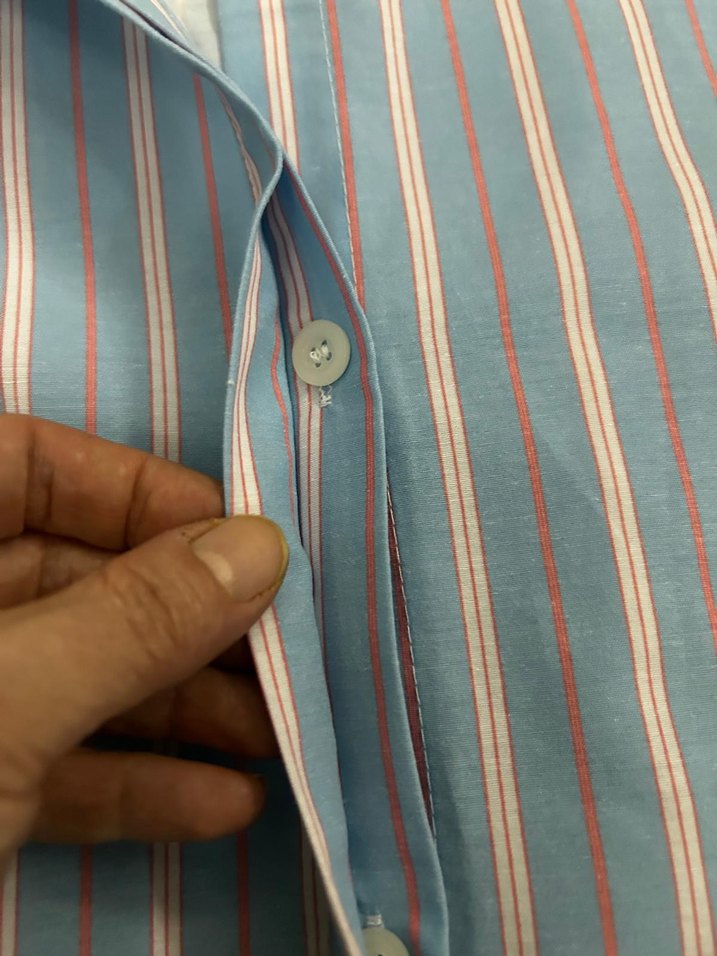 Mavi Çizgili Pamuklu Kadın Gömlek42 - Görsel 4