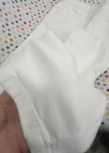 Düğmeli Beyaz Kadın likra 4042uyumlu Pantolon - Görsel 3