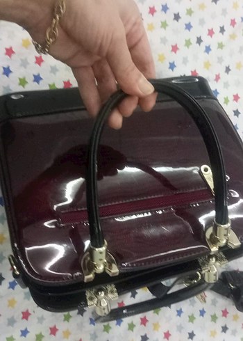 Klasik Bordo rugan Tokalı Kadın Çanta - Görsel 6