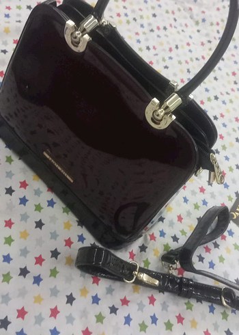 Klasik Bordo rugan Tokalı Kadın Çanta - Görsel 8