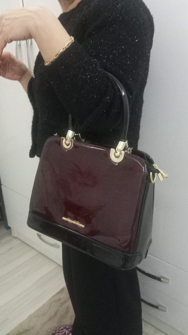 Klasik Bordo rugan Tokalı Kadın Çanta - Görsel 2