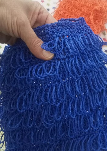 Mavi Örgü Kadın Çanta Fırfırlı - Görsel 2