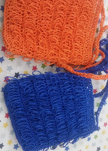 Mavi Örgü Kadın Çanta Fırfırlı - Görsel 3