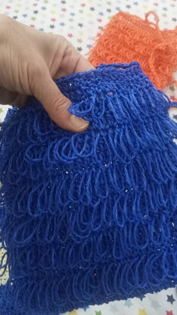 Mavi Örgü Kadın Çanta Fırfırlı - Görsel 2