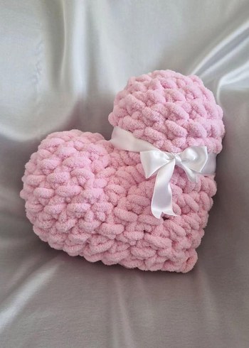 Nakışlı Renkli Pembe Kalp Yastık - Görsel 3