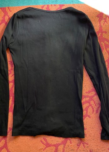 Düğmeli Siyah Hamile Uzun Kollu Tişört - Görsel 3