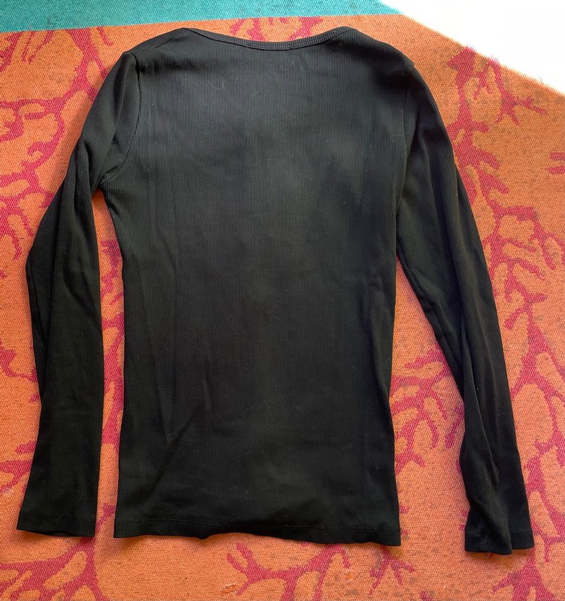 Düğmeli Siyah Hamile Uzun Kollu Tişört - Görsel 3