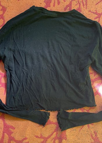 Kızlar için Siyah Uzun Kollu Gotik Baskılı Tişört - Görsel 3