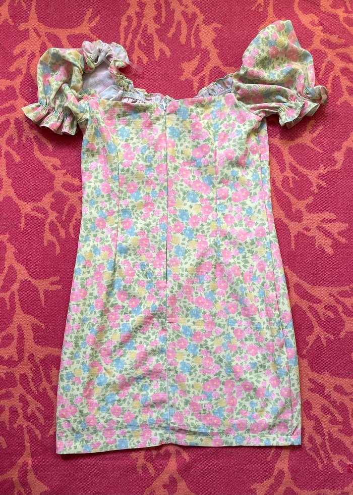 Pembe Bohem Çiçekli Straplez Midi Elbise - Görsel 3