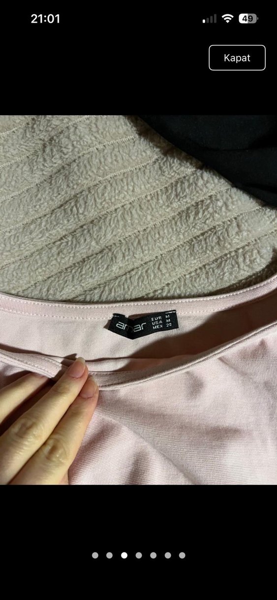 Bej Uzun Kollu Drapeli Kadın Bluz - Görsel 3