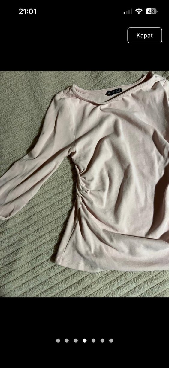 Bej Uzun Kollu Drapeli Kadın Bluz - Görsel 4