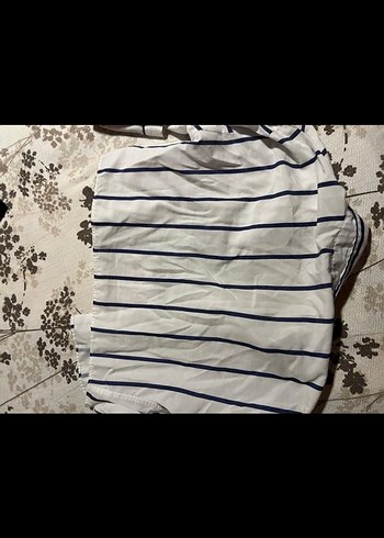 Kadın Beyaz Çizgili uzun Kollu Gömlek - Görsel 2