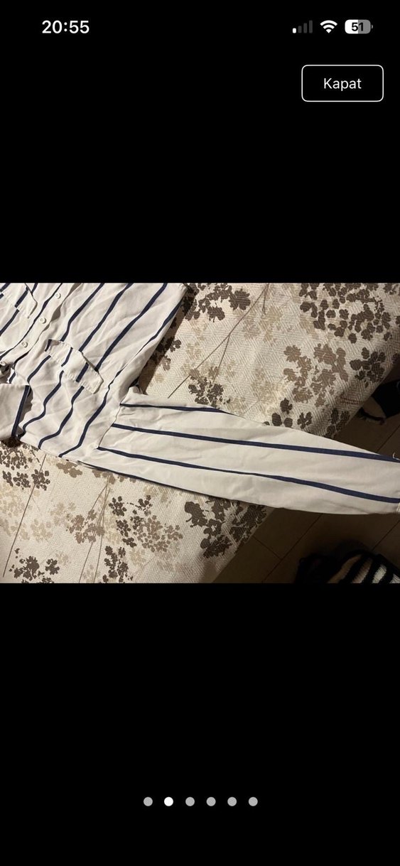 Kadın Beyaz Çizgili uzun Kollu Gömlek - Görsel 5