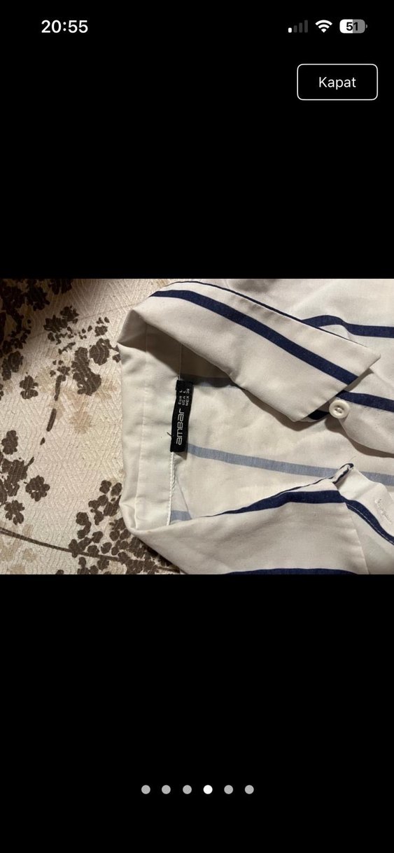 Kadın Beyaz Çizgili uzun Kollu Gömlek - Görsel 3