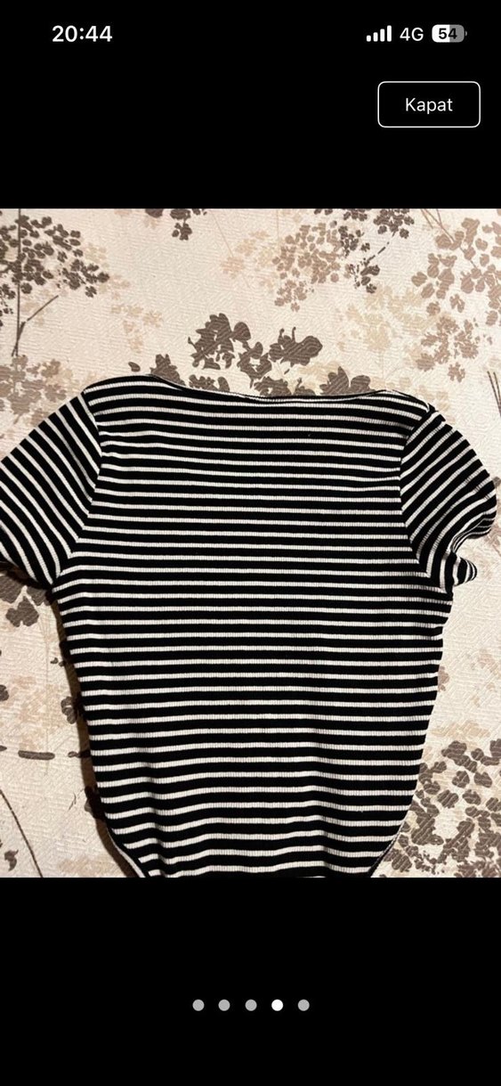 Siyah Beyaz Çizgili Elastik Kadın crop zıbın - Görsel 2