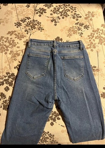 Kadın Mavi Beli Kemerli Dar Paça Kot Pantolon - Görsel 2