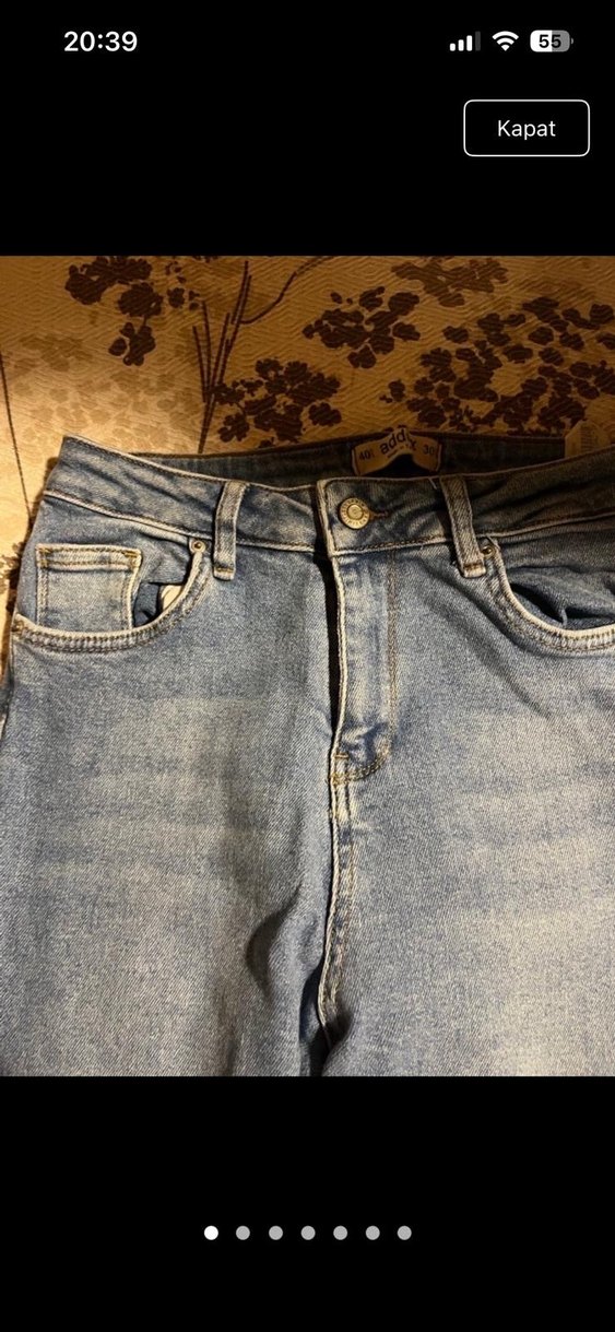 Kadın Mavi Beli Kemerli Dar Paça Kot Pantolon - Görsel 5