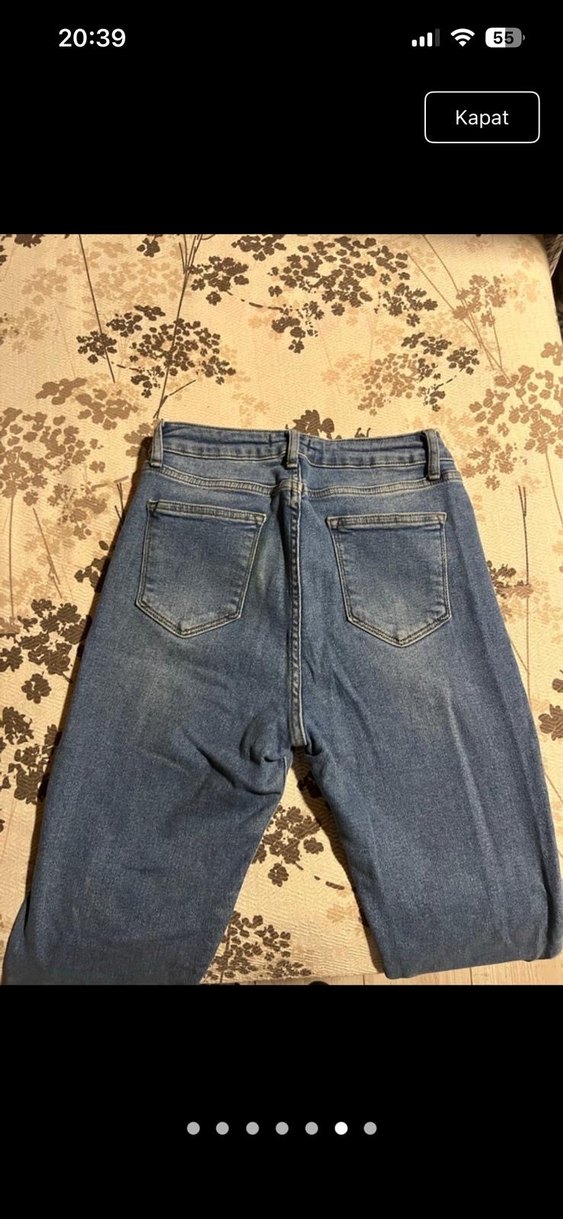 Kadın Mavi Beli Kemerli Dar Paça Kot Pantolon - Görsel 2