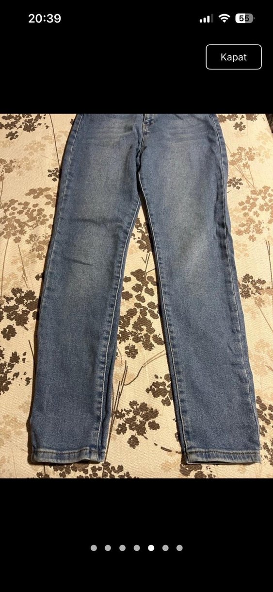 Kadın Mavi Beli Kemerli Dar Paça Kot Pantolon - Görsel 3