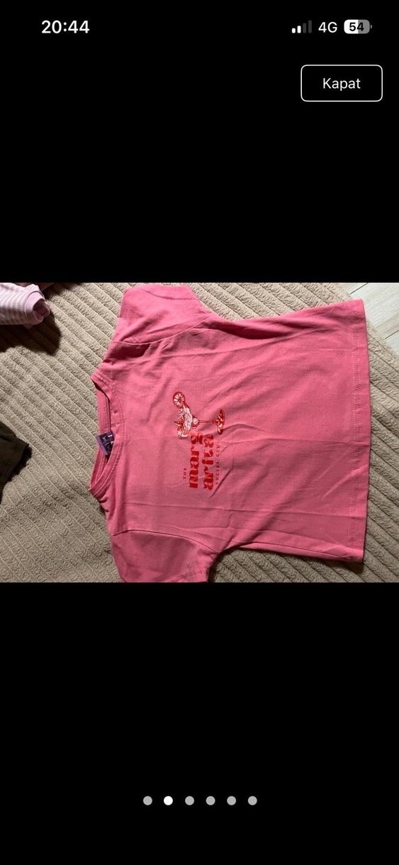 Pembe Baskılı Kısa Kollu Tişört - Görsel 2