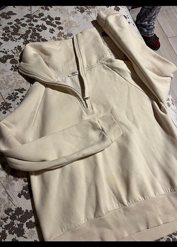 Bej Kadın Yüksek Yakalı Sweatshirt - Görsel 4