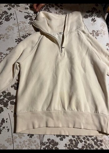 Bej Kadın Yüksek Yakalı Sweatshirt - Görsel 3