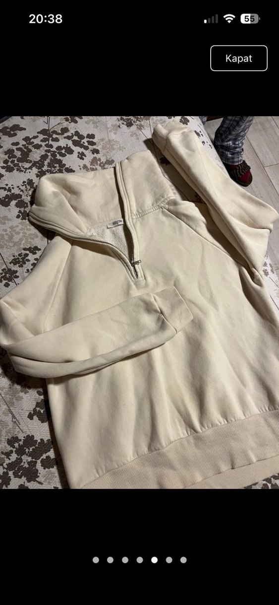 Bej Kadın Yüksek Yakalı Sweatshirt - Görsel 4