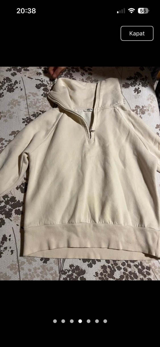 Bej Kadın Yüksek Yakalı Sweatshirt - Görsel 3