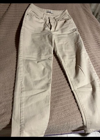 Bej Kadın Midi Boy Kot Pantolon - Görsel 8