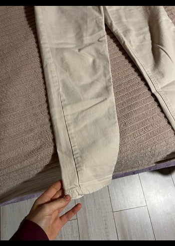 Bej Kadın Midi Boy Kot Pantolon - Görsel 5