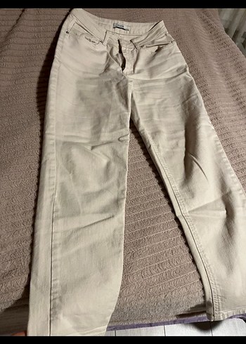 Bej Kadın Midi Boy Kot Pantolon - Görsel 2