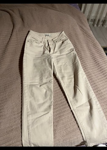 Bej Kadın Midi Boy Kot Pantolon - Görsel 4