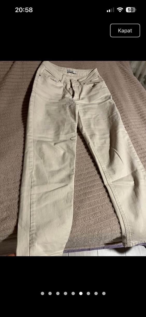 Bej Kadın Midi Boy Kot Pantolon - Görsel 2