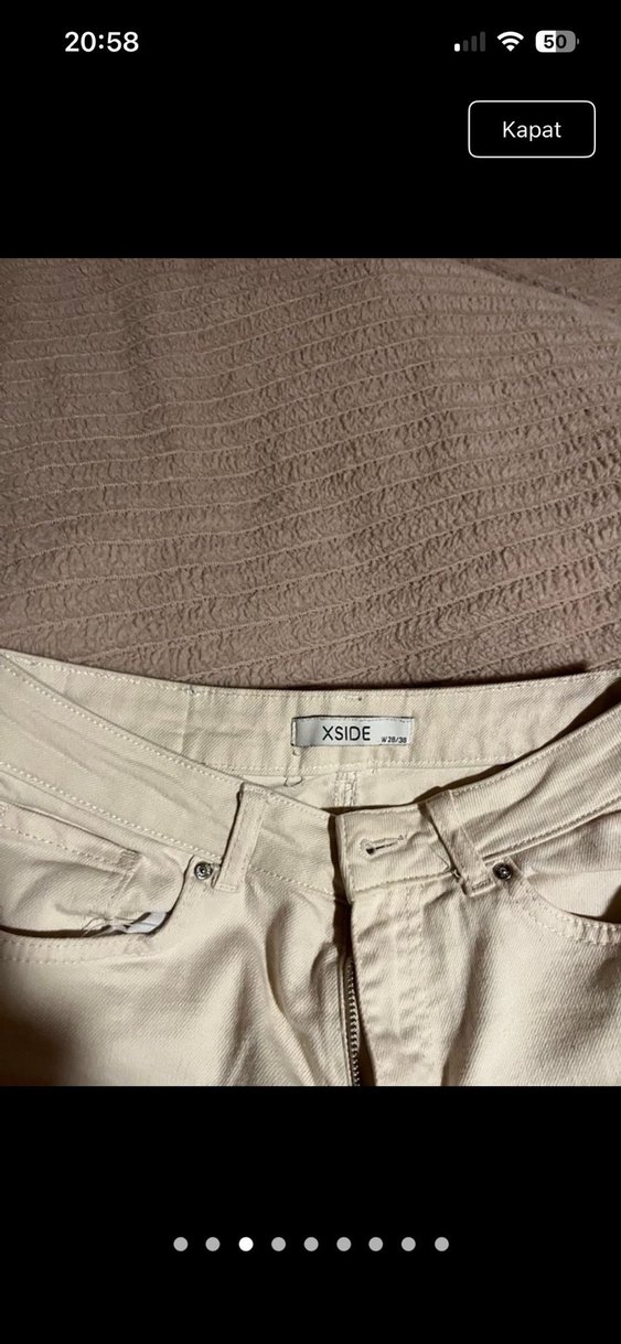Bej Kadın Midi Boy Kot Pantolon - Görsel 3