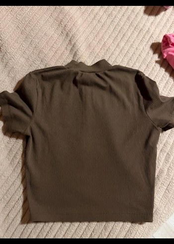 Kahverengi Kısa Kollu balıkçı yaka Tişört - Görsel 3