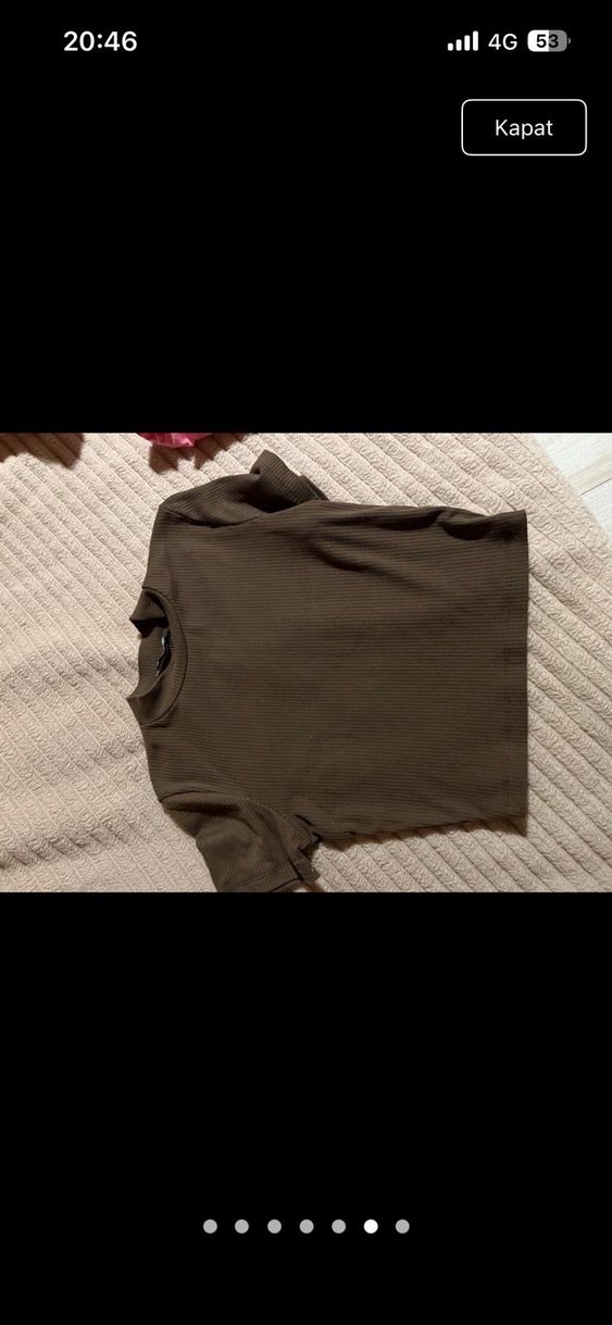Kahverengi Kısa Kollu balıkçı yaka Tişört - Görsel 4