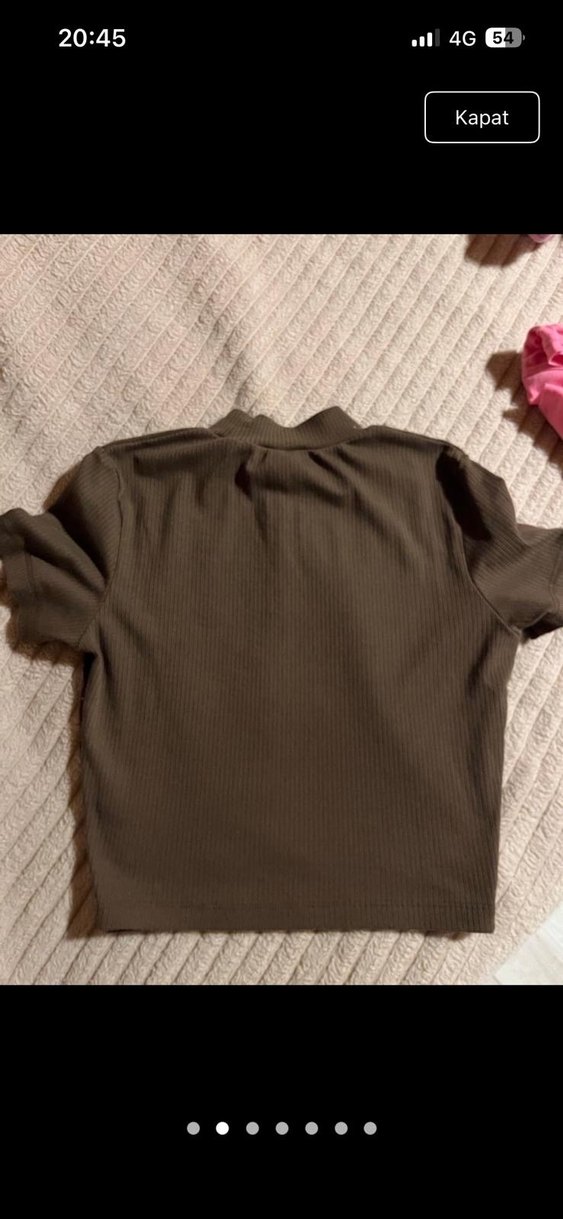 Kahverengi Kısa Kollu balıkçı yaka Tişört - Görsel 3