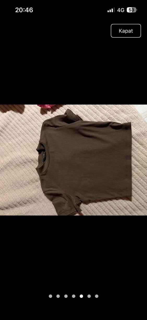 Kahverengi Kısa Kollu balıkçı yaka Tişört - Görsel 2