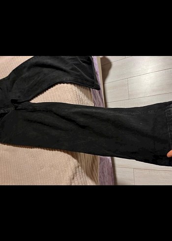 Siyah Midi Süet Salaş Kadın Kot Pantolon - Görsel 4