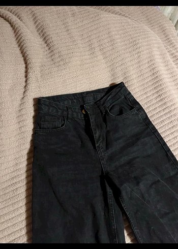 Siyah Midi Süet Salaş Kadın Kot Pantolon - Görsel 3