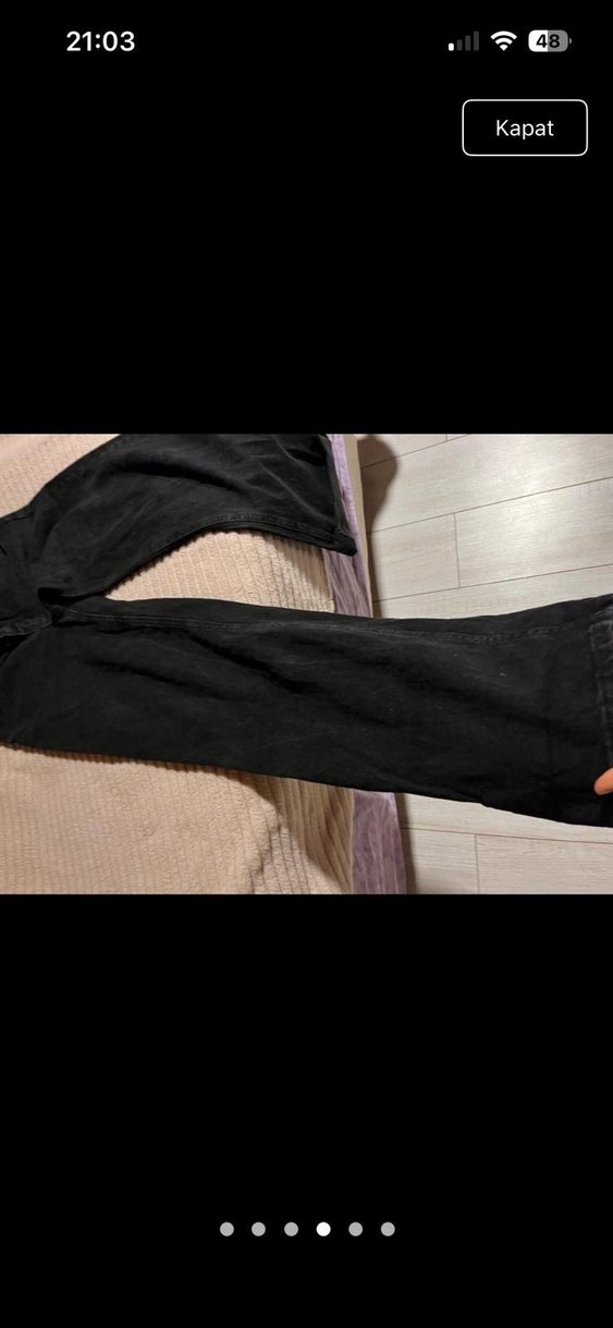 Siyah Midi Süet Salaş Kadın Kot Pantolon - Görsel 4