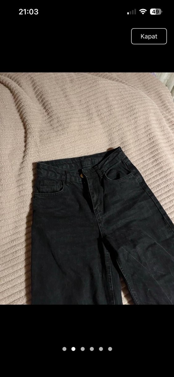 Siyah Midi Süet Salaş Kadın Kot Pantolon - Görsel 3