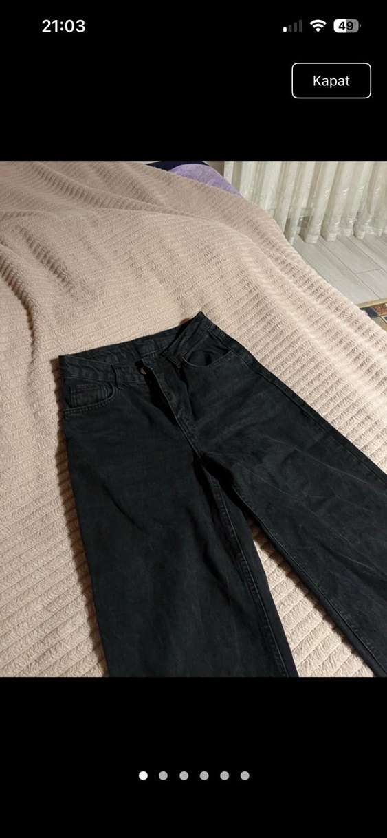 Siyah Midi Süet Salaş Kadın Kot Pantolon - Görsel 5