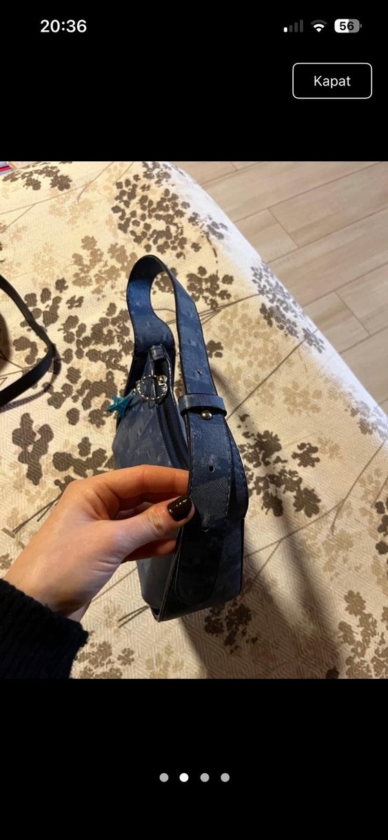 Koyu Mavi Tokalı Kadın Omuz Çantası - Görsel 3