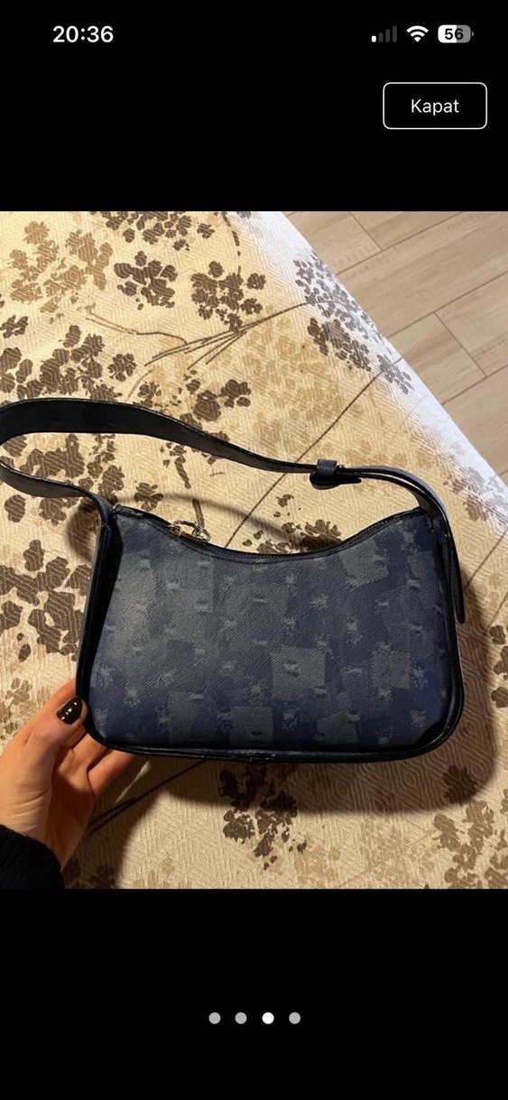 Koyu Mavi Tokalı Kadın Omuz Çantası - Görsel 2