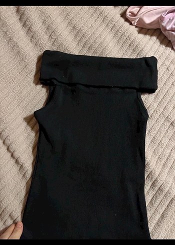 Siyah Kadın Triko kayık yaka kolsuz - Görsel 5