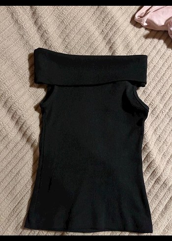 Siyah Kadın Triko kayık yaka kolsuz - Görsel 3