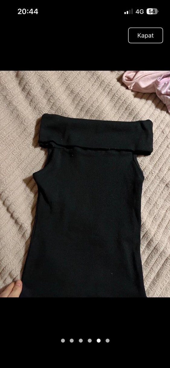 Siyah Kadın Triko kayık yaka kolsuz - Görsel 5