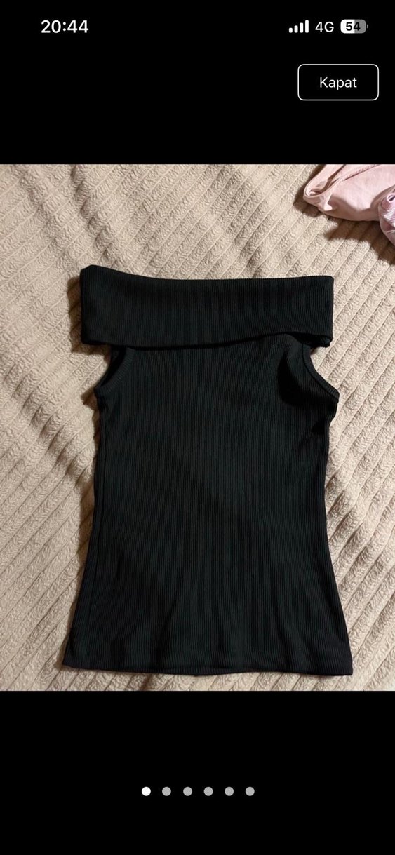 Siyah Kadın Triko kayık yaka kolsuz - Görsel 2