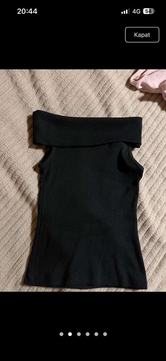 Siyah Kadın Triko kayık yaka kolsuz - Görsel 3